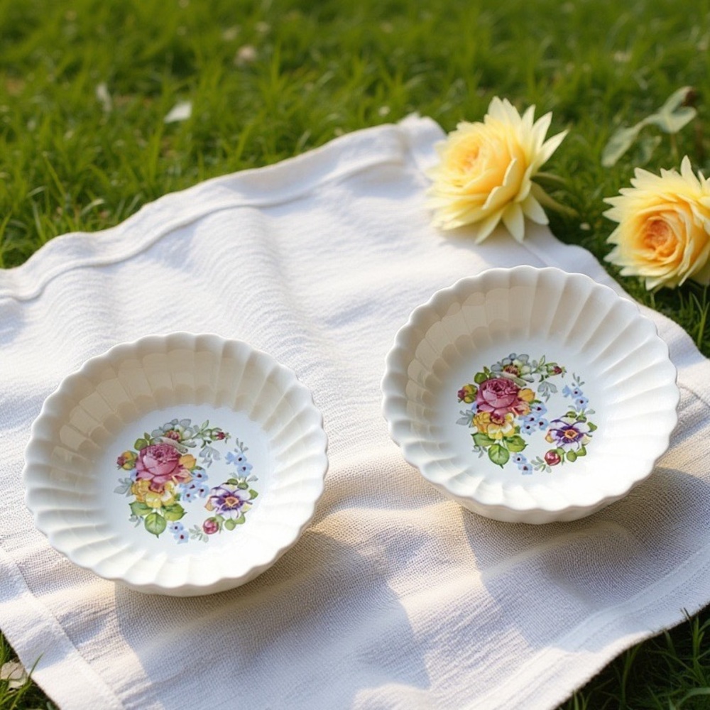 VINTAGE SET OF FLORAL BOWLS - Picture 2 of 11